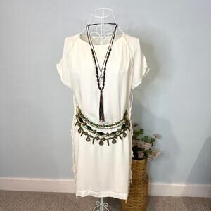 Stunning cream white fringe mango midi prairie dress